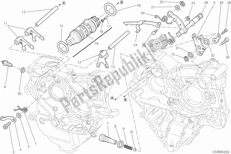 Tutte le parti per il Camma Forcella - Cambio del Ducati Superbike 1198 USA 2011